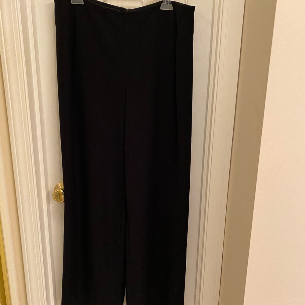 Joseph Ribkoff Black Zip Wide Leg Pants Sz 14 capsule wardrobe closet staple